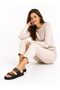 Women's Straw Look Double Buckle Chain Detailed Casual Slippers - 3