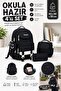 4-Piece Tsylon Fabric Waterproof Primary School Bag Set with Lunch Bag, Pen Holder and Accessory Bag - 7