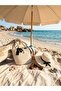 Women's Wide Brim Straw Beach Hat with Black Ribbon - 2