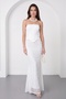 Women's White Strapless Collar Lace Fishnet Dress