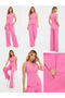 Monarch Elegance Gold Button Detailed Vest & Wide-Leg Pants Set - 7