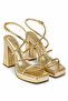 Women's Platform Heeled Ankle Strap Thin Strap Evening Dress Sandals Viona - Gold