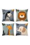 African Animal Friends Patterned 4-Piece Children's and Baby Pillowcase Set - 3