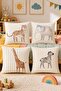Striped Safari Friends Patterned 4-Piece Kids and Baby Pillowcase Set
