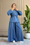 6519 - Comfortable Casual Slim Waist Drawstring Detailed Women's Denim Jacket and Pants Set - 2