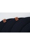 6-Piece Oval Jute Platter American Service Set Navy Blue Color Bohemian Tableware Presentation Plate Coaster - 3