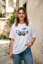 Cherry Leopard Pattern Printed Women's T-Shirt White Oversize Casual T-Shirt