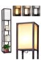 Floor Lamp with Shelves, Modern Standing Shelf Lamp for Living Room Office - Walnut Black