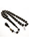 Yusr Rosary 33 Beads 13mm Black Prayer Beads 76.5g Silver Swirl Inlay with Bronze Medallion Tassel