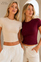 Women's Crop 2-Piece T-Shirt Body 2-Piece Set Crop T-Shirt Short Sleeve T-Shirt Crew Neck Lycra Watermelon Sleeve Body Crop T-Shirt Summer Stretchy Fabric - 4