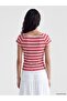 Xside Red V-Neck Striped Blouse - 4