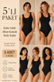 Women's 95% Cotton 5-Piece Basic Body Undershirts with Hooked Bottom and Thick Straps – Flexible & Comfortable for Daily Use