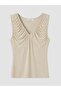 Lcw Vision Beige V-Neck Gathered Blouse - 5