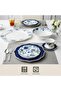Shallow By ROSY 32 Pc New Bone China Dinner Set for 6 - White with Blue Floral Pattern - 3