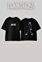 Hooded Rapper Design Printed Unisex Oversize Black Tshirt