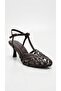Lorenasa Women's Heeled Sandals Thin Heel Cage Toe T-Strap Ankle Strap Evening Dress Elegant - 2