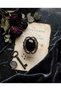 Bronze Vintage Women's Ring Authentic Jewelry Margazite Inlaid Black Oval Stone Adjustable - 2