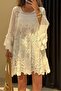 Ekru Lace Unlined Short Dress Rob39037