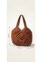 Women's Light Brown Knitted Shoulder Bag with Spiral Motif Summer Bohemian Daily Bag 30X20X6 cm - 2