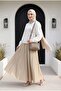 Buttoned Front V-Neck Laced Embroidered Transparent Blouse -Beige - 3