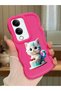 Vivo Y04S Compatible Case Camera Protector Red Silicone Couple Phone Case Cat Pattern