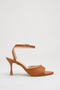 Tan Women's Pointed Toe Heeled Shoes Ankle Strap Thin Heeled Tess - 2