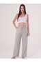 Gray Striped Adjustable Waist Linen Cotton Trousers - 2