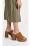 Qesvia Women's Stone Suede Thick Wood Pattern Open-Front Thick Heeled Slippers 9 cm - 4