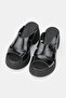 Women's Black Patent Leather Genuine Leather Platform Heel Daily Slippers Size 36-41 - 2