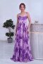 Women's Tie-Dye Patterned Backless Slit Drape Collar Corset Look Chiffon Dress Purple, Blue - 3