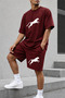 Men's Oversize Printed Shorts Set 100% Cotton Street Style Comfortable Fit - 2