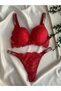 Women's lace rhinestone underwire padded push-up bra and panty set lingerie set - 2