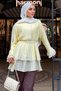 Tulle Modal Ruffle Sleeve Yellow Hijab Tunic 95724Sr - 2