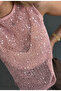 Women's Sequin Embroidered Sleeveless Unlined Asymmetrical Blouse (Without Sleeves)