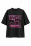 Women's Oversize Whoops Printed Lycra Crew Neck T-Shirt Set of 3 (95% Cotton) (White, Green, Black) - 4