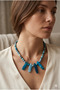 Handmade Blue Agate and Apatite Natural Stone Special Design Necklace