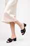 Lace Detailed Feathered Bridal Slippers White Thick Heeled Wedding Engagement and Dowry Slippers