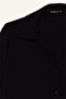 Regular Fit Cropped Collar Crinkle Viscose Short Sleeve Black Shirt (26 Sm) - 8