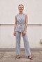 My Fashion Striped Shawl Collar Vest and Wide Leg Pants Set - 3