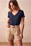 Women's Navy Blue Viscose / Polyester Blended Regular Fit V-Neck Short Sleeve T-Shirt Ellis - 3