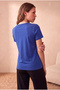 Women's Cobalt Blue Cotton / Elastane Blended Regular Fit V-Neck Short Sleeve T-Shirt Delaney - 4