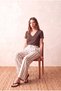 Women's Dark Brown Cotton / Elastane Blended Regular Fit V-Neck Short Sleeve T-Shirt Delaney - 3