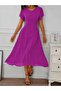 Women's Short Sleeve V-Neck Midi Lined Chiffon Dress - 3