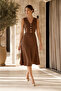 Women's Brown Suede Vest Midi Skirt Set - 5