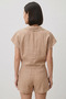 Women's Double Linen Set Knot Detailed Blouse and Shorts Set - 4