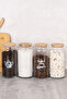 4-Piece 1300 ml Bamboo Leak-Proof Lid Luxury Transparent Labeled Tea Sugar Coffee Salt Storage Container Jar Set - 5