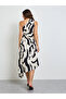 Black One Sleeve Midi Dress with Ruched Detail - 5
