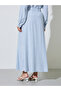 Blue Striped Maxi Skirt with Front Slit - 5