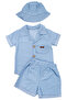 Baby Boy Hat, Blue Buttoned Pocket Shorts and Jeans 2-Piece Set - 2