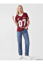 Vizyon New Season Burgundy Printed Oversize Women's T-Shirt - 2